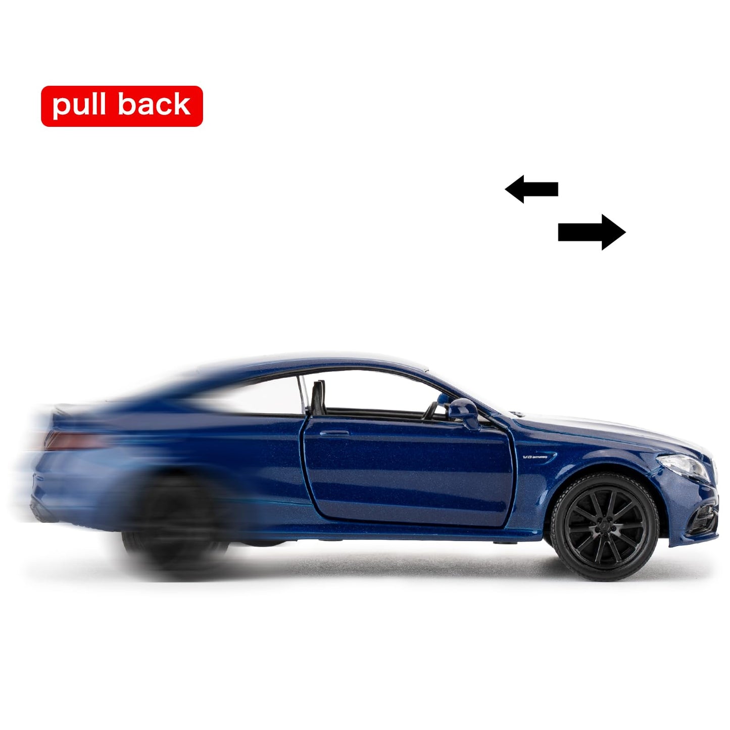 RMZ City 1:36 Diecast Benz C63 S AMG Toy Car, Blue, Pull Back, Doors Open, Kids Gift, Model 554987