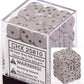 Chessex Dice d6 Sets: Opaque Grey / Gray with Black - 12mm Six Sided Die (36) Block of Dice