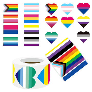 Meplum Pride Stickers 1000 Pcs, Lgbtq+ Pride Flag Stickers Pack, Heart Pride Stickers Roll For Transgender Lesbian Bi Nonbinary
