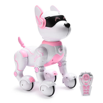 Top Race Pink Robot Dog - Remote Control Toy with Touch Function - Interactive Smart Pet with Voice Commands, Dancing, Animal So