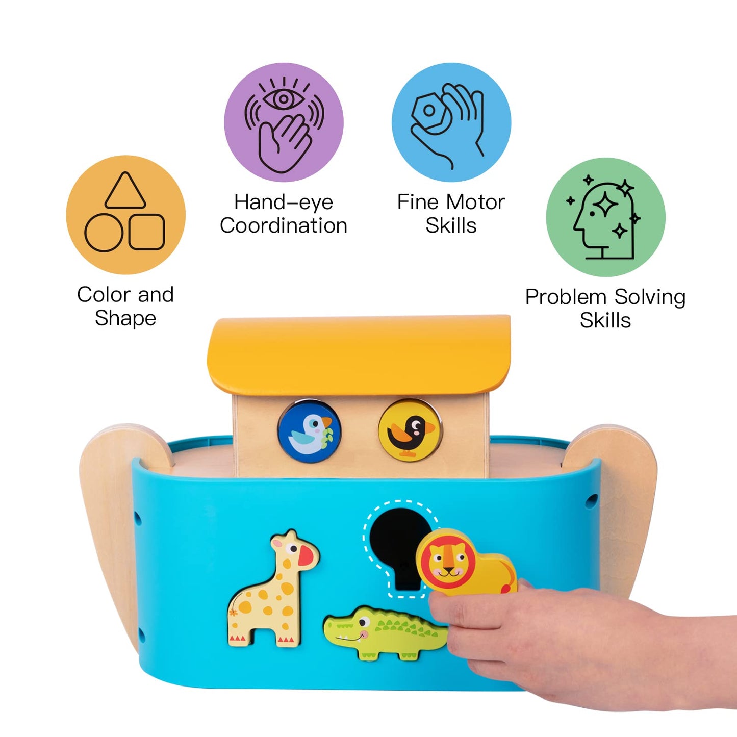 TOOKYLAND Noah's Ark Toy for Toddlers  Baptism Gifts for Boys and Girls  Wooden Animal Shape Sorter  Bible Story Toys with Book  Montessori Educational Toys for 2 3 4 Year Old