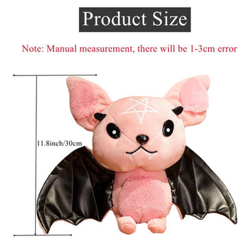 Natureman Bat Plush Stuffed Animal Toys,Halloween Black Bat Decor Soft Hugging Plush Doll Toy Gifts,For Kids Birthday, Halloween, Christmas (Pink,11.8Inch)