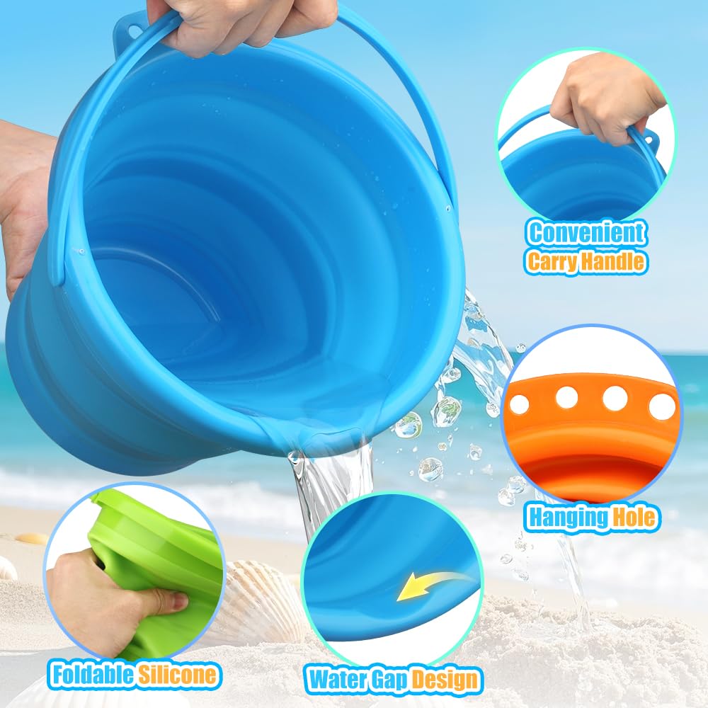 Collapsible Bucket Sandbox Kit Toys For Kids, Foldable Bucket Multi Purpose Sand Pail For Garden Planting Washing Camping Fishin