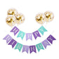 Tellpet Mermaid Purple Happy Birthday Banner With 5 Pcs Gold Confetti Balloons