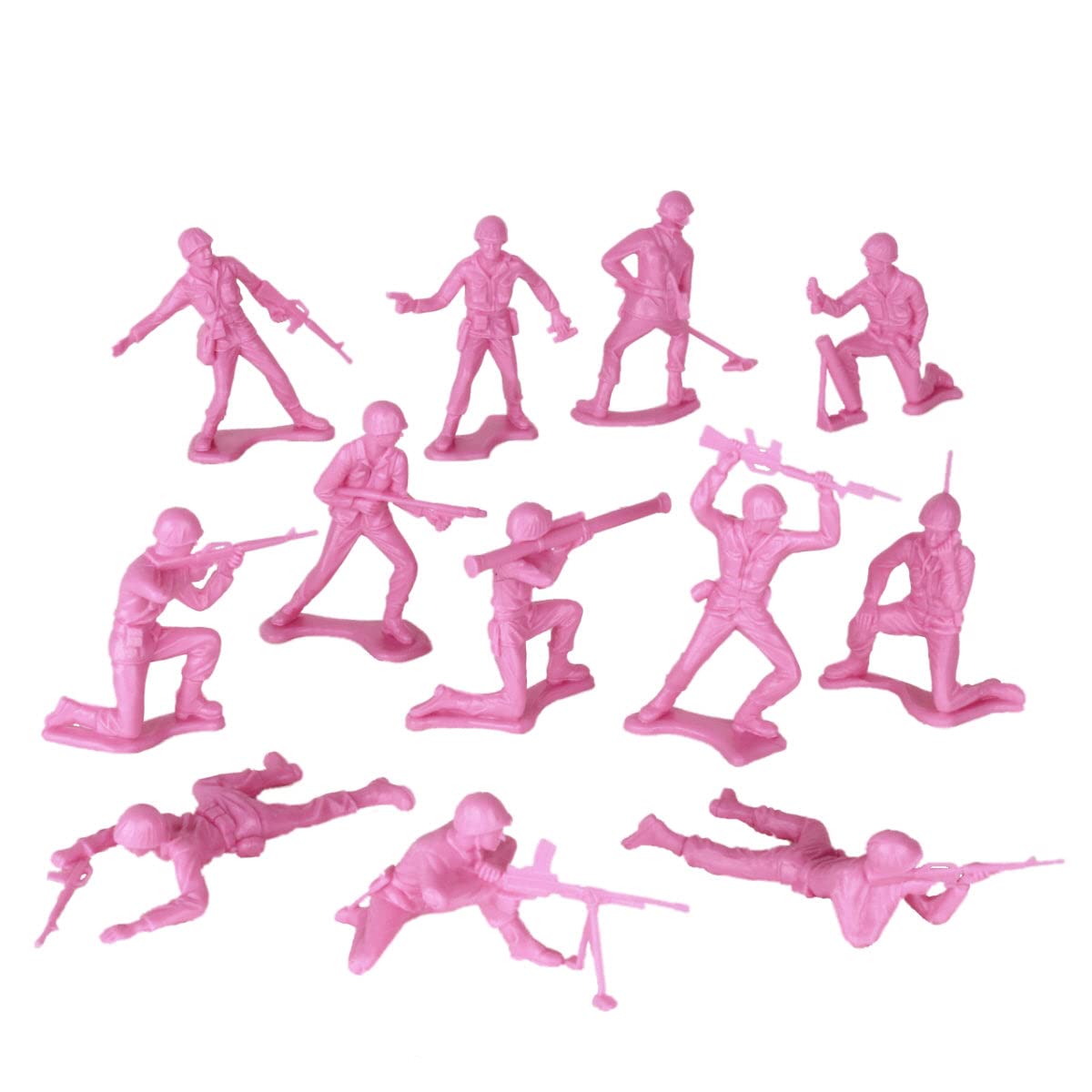Tim Mee Toy Pink Plastic Army Men - 48pc Toy Soldier Figures, Made in USA, Model TM-67701