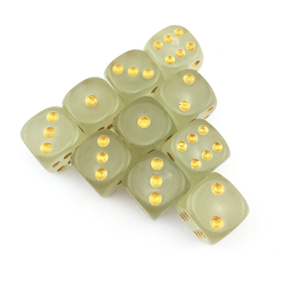 SmartDealsPro D6 Glow in The Dark Dice - 10-Pack, 16mm Golden Dots, Acrylic for DND, MTG, RPG, Table Games