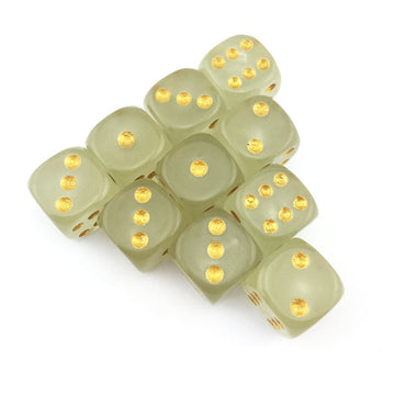 SmartDealsPro D6 Glow in The Dark Dice - 10-Pack, 16mm Golden Dots, Acrylic for DND, MTG, RPG, Table Games