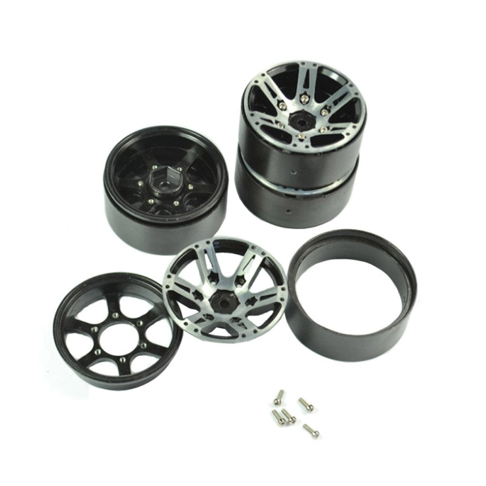 LAFEINA 1:10 Scale RC Crawlers Metal Alloy 1.9 Inch Beadlock Wheel Rim with 6 Spokes for 1/10 RC Rock Crawler Axial SCX10 CC01 D