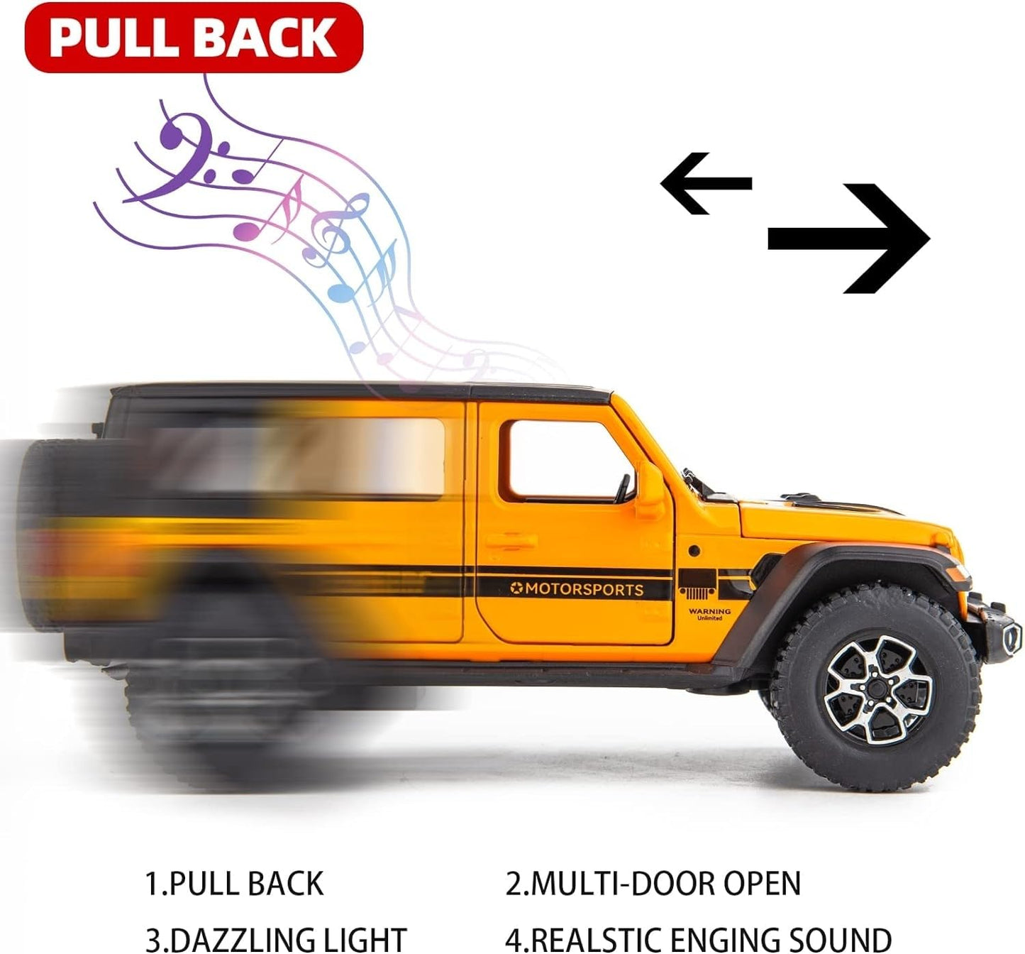 WAKAKAC Compatible for 1/32 Wrangler Alloy Diecast Pull Back Model Car Collectible Gift with Light and Sound Toy Vehicle for Kid