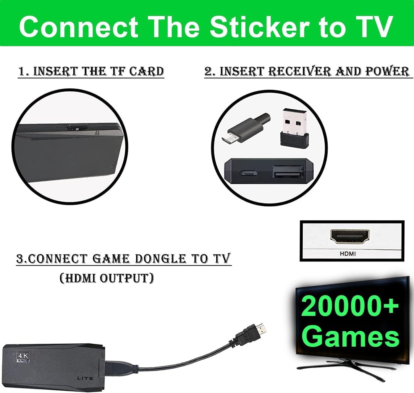 2024 New Wireless Retro Game Console,Retro Stick Game,Wireless Retro Play Game Dongle,4K Hd Plug And Play Retro Arcade Tv Gaming