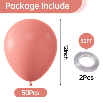 Kalor 12 Inch Coral Red Balloons, 50 Pcs Latex Helium Balloons For Kid'S Birthday Party, Baby Shower, Wedding, Graduate Party Decorations