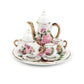 Dollhouse 1:6 Porcelain Tea Cup Sets 8 Pcs Set Miniature Ceramics Dollhouse Accessories Flower Pattern Teapot Platter Dish Sets
