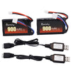 Blomiky 2 Pack 7.4V 900Mah Lipo Rechargeable Battery With Ph2.0 Plug And Charger Cable Suitable For Axial 1/24 Scx24 Rc Truck /