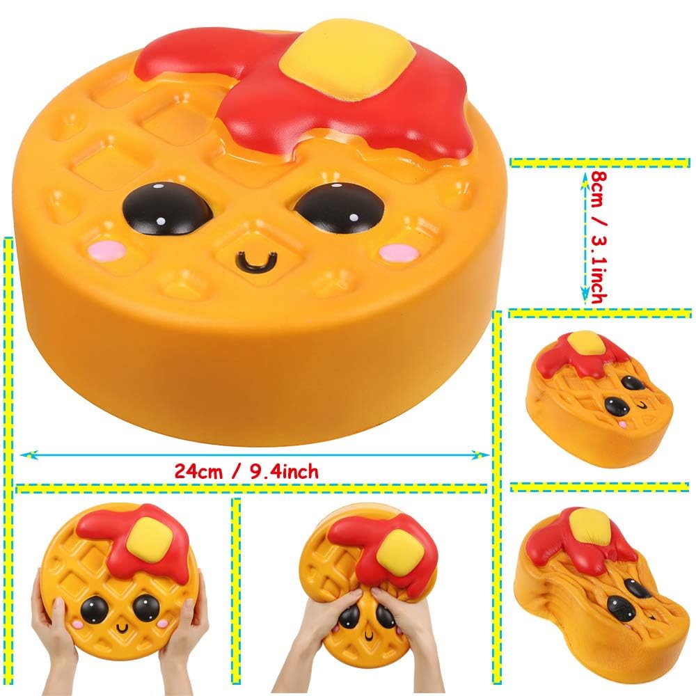 Anboor Jumbo Squishy Toy Cake - 9.4" Slow Rising, Scented Food Stress Relief, Huge Waffle Cake Design for Kids & Adults