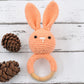Love Crochet Art Animal Shape Crochet Rattle Cum Soft Toy For Infant, Kids & Babies, Early Age Gift Toys (Bunny Rabbit  Peach)