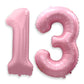 40 Inch Pink 13 Balloon Numbers, Large Number 13 Balloons Pink Foil Number Balloons, Light Pink 13th Foil Birthday Balloons for 