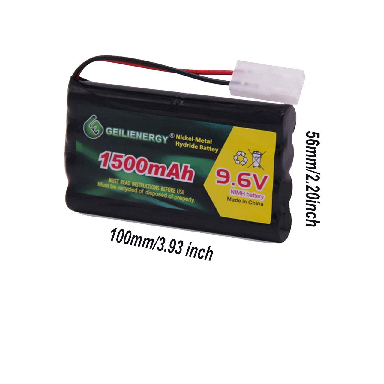 GEILIENERGY 9.6V NI-MH Rechargeable Battery Pack with Standard Tamiya Connector for RC Car, Robots and OTC Genisys 239180 & EVO