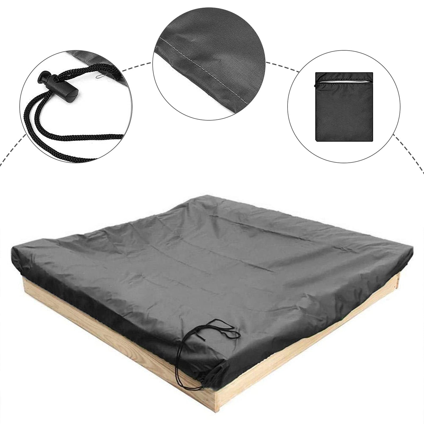 Sandbox Cover Square with Drawstring, Oxford Cloth Sandbox Canopy Waterproof Sandpit Pool Cover Anti UV Sandbox Protection Cover