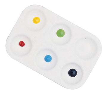 School Smart Paint-Rite Tray With 6 Wells, 3-1/2 X 5-1/4 Inches, White, Pack Of 12
