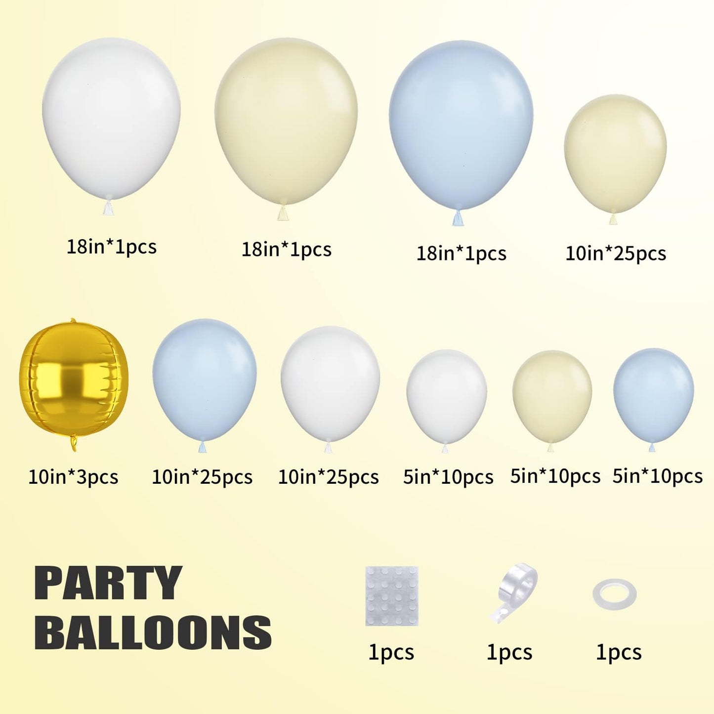 Blue Yellow Balloon Arch Kit, Blue Yellow Balloon Garland With Maca Blue Yellow And White Latex Balloons, Blue Yellow Balloon Ar