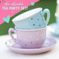 Porcelain Tea Set for Girls - Pastel with Gold Polka Dot Tea Party Set for Kids I Complete Children Tea Sets with Carry Case, Bi