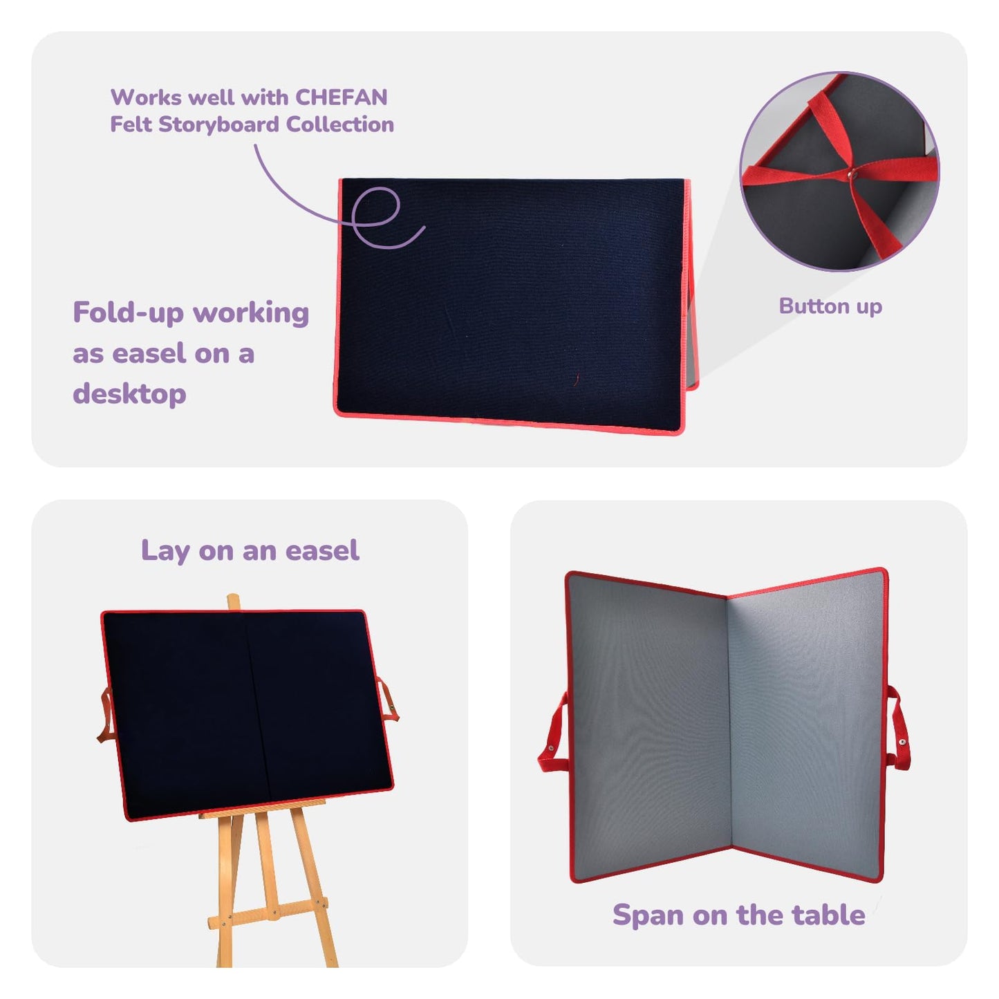 CHEFAN Large Felt Flannel Board 31.5 * 23 in, Foldable Freestanding Felt Story Learning Board for Toddlers, Double-Sided Use for