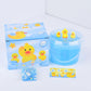 Blue Crunchy Crystal Slime with 3 Yellow Duck Charms, Ocean Series Big Scented Slime Bucket for Kids, Super Soft, Party Favor, B