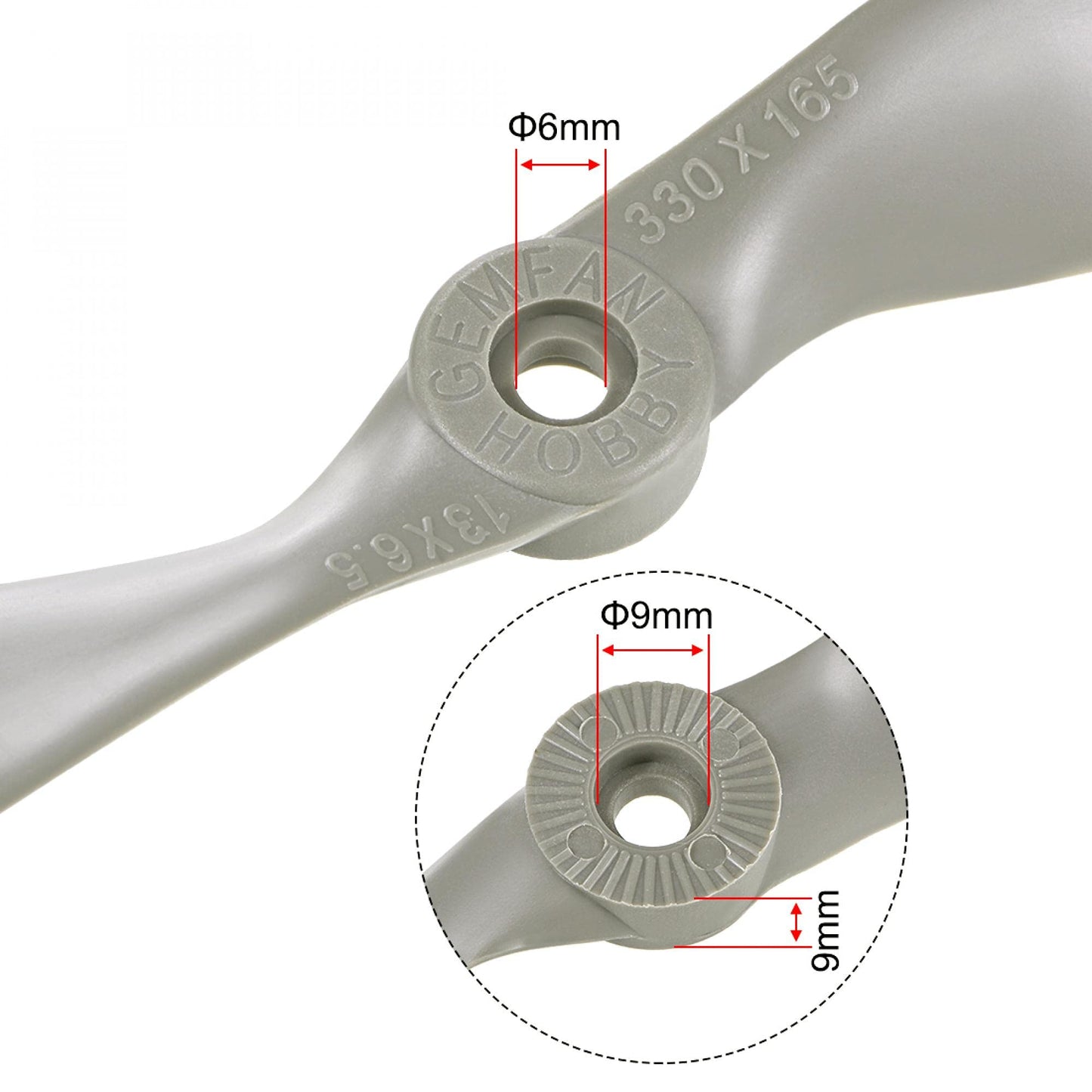 Uxcell Rc Propellers Cw 13X6.5 Inch 2-Vane For Airplane Nylon Gray 2Pcs With Adapter Rings