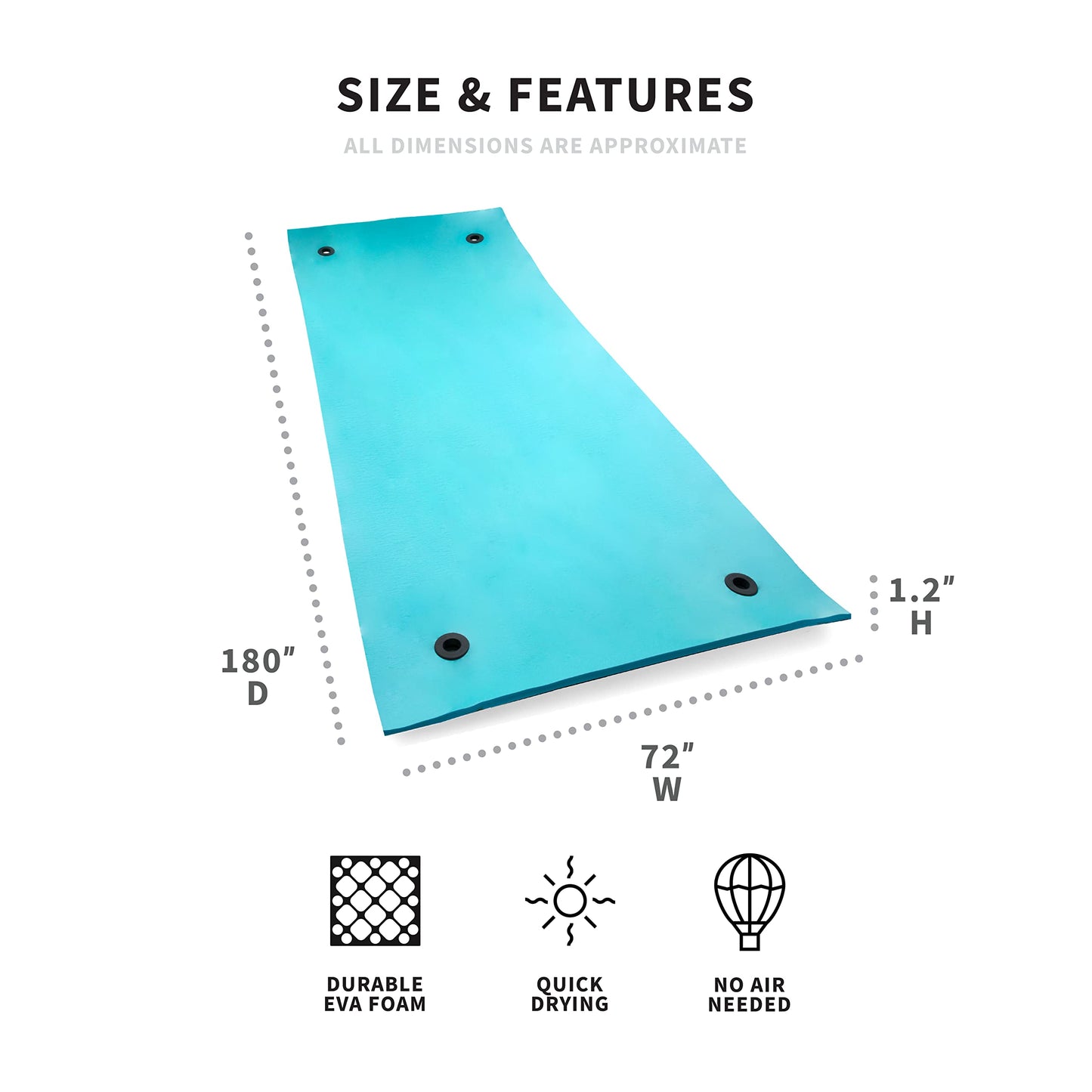 Big Joe Waterpad Foam Aqua Eva - Large Aqua Eva Floating Pad (Model 2050ABDS)