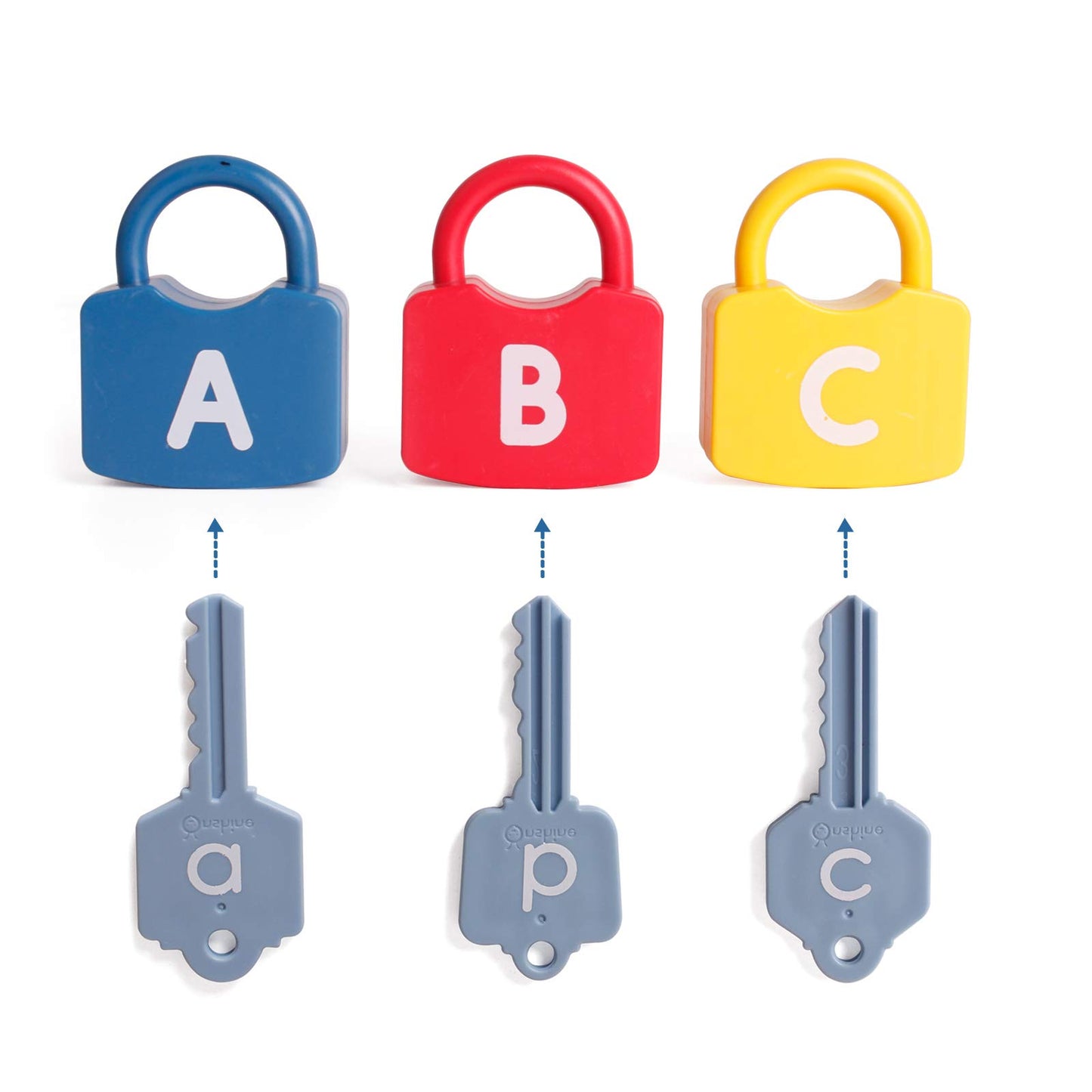Dinhon ABC Learning Lock Educational Letter Combination-with 26 Locks, 26 Keys Montessori Preschool Alphabet Learning Game Early
