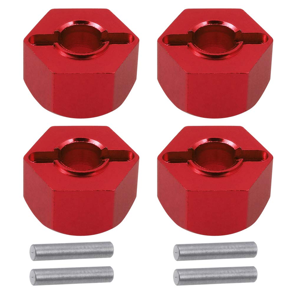 Aluminum Rc Front & Rear Wheel Hubs Hex 12Mm Upgrade 1654 For 1/10 Traxxas 4X4 Slash Hoss Stampede Rustler 4Wd (Red)