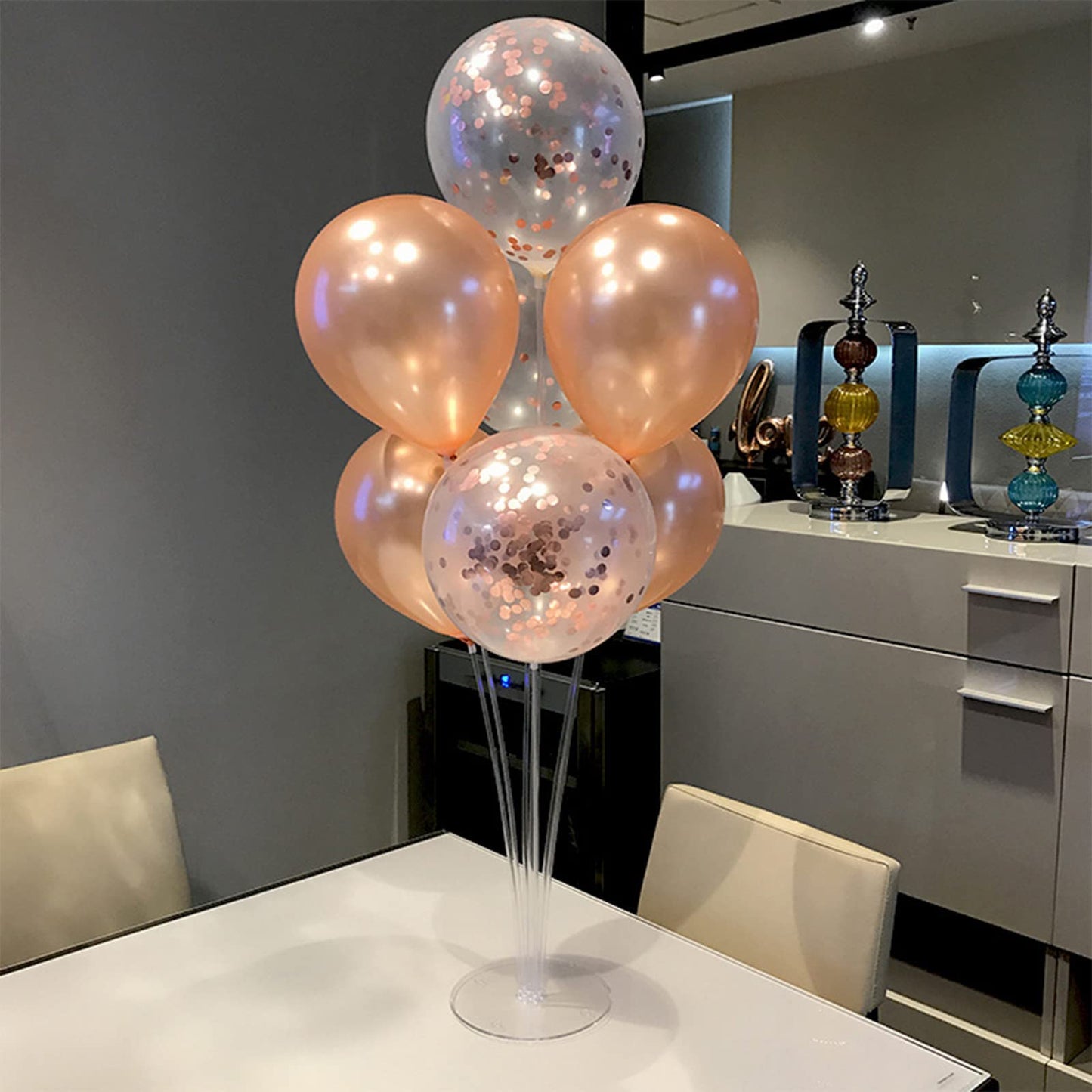 Zjdhpty Rose Gold Balloon Stand Centerpiece Table Decorations For Birthday Anniversary Engagement Wedding Bridal Shower Graduati