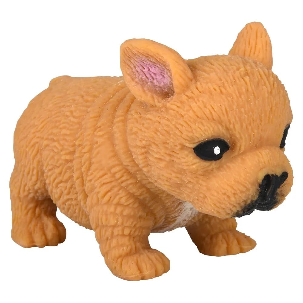 Zugar Land Squishy Stretchy Bulldog Rubber Fidget Toy - Stress Relief, 2.5" to 6.5", Tan & Brown, TPR Material, Great for Kids & Pets