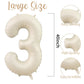 40 Inch Cream White 3 Balloon Numbers, Large Number 3 Balloon Foil Helium Number Balloons, Big 3 Mylar Birthday Balloons for Boy