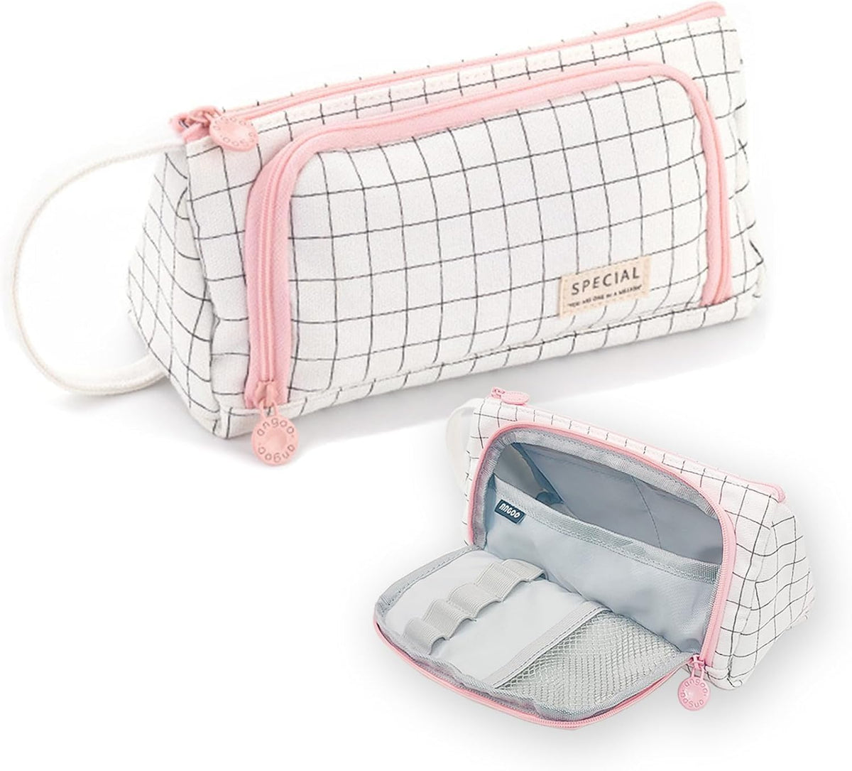 Topinon Polyester Big Capacity Pencil Case High Large Storage Pouch Marker Pen Case Simple Stationery Bag School College Office 
