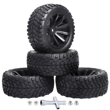 4Pcs 12mm Hex RC Wheels Tires Height 2.99 inch (76mm) for 1/10 On Road and 1/14 1/16 1/18 Scale Models Cars Truck Buggy with Foa