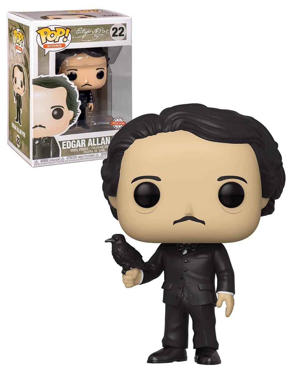 Funko Pop! Vinyl Edgar Allan Poe with Raven - Multicolor Collectible Figure, Model 43967, Exclusive Edition