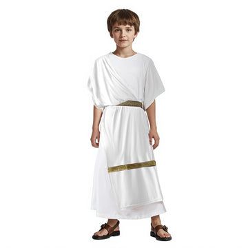 Vzqi Greek Toga Costume For Kids Roman Halloween Nobility Boy Cosplay M