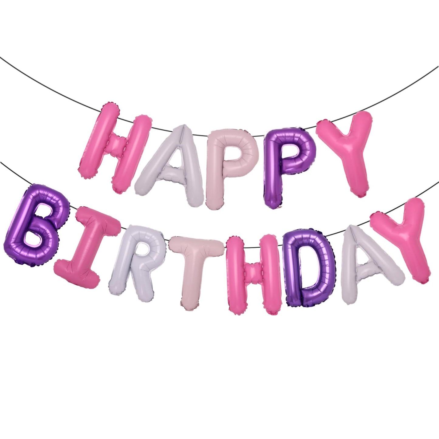 Accevo Pantone Happy Birthday Banner Purple Pink Happy Birthday Balloons 16 Inch Foil Letters Balloons Happy Birthday Sign For K