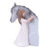 Horse Figurine Gifts For Women Horse Lovers, Girl Embrace Grey Horse Statue Decor Hand-Painted Sculpted Horses Memorial Figure,