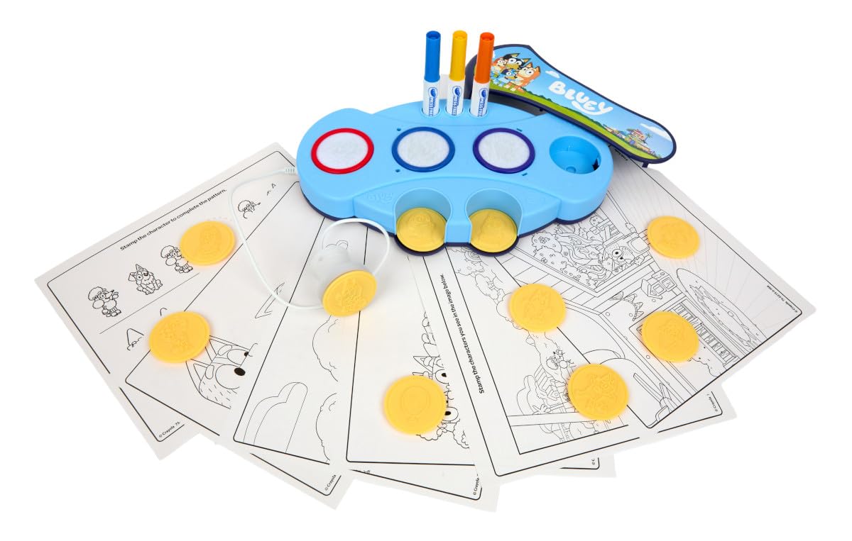 Crayola Magic Light Up Bluey Stamper Art Set - Mess-Free Coloring & Stamping Kit for Toddlers, Ages 3-5, Plastic, Model 750273