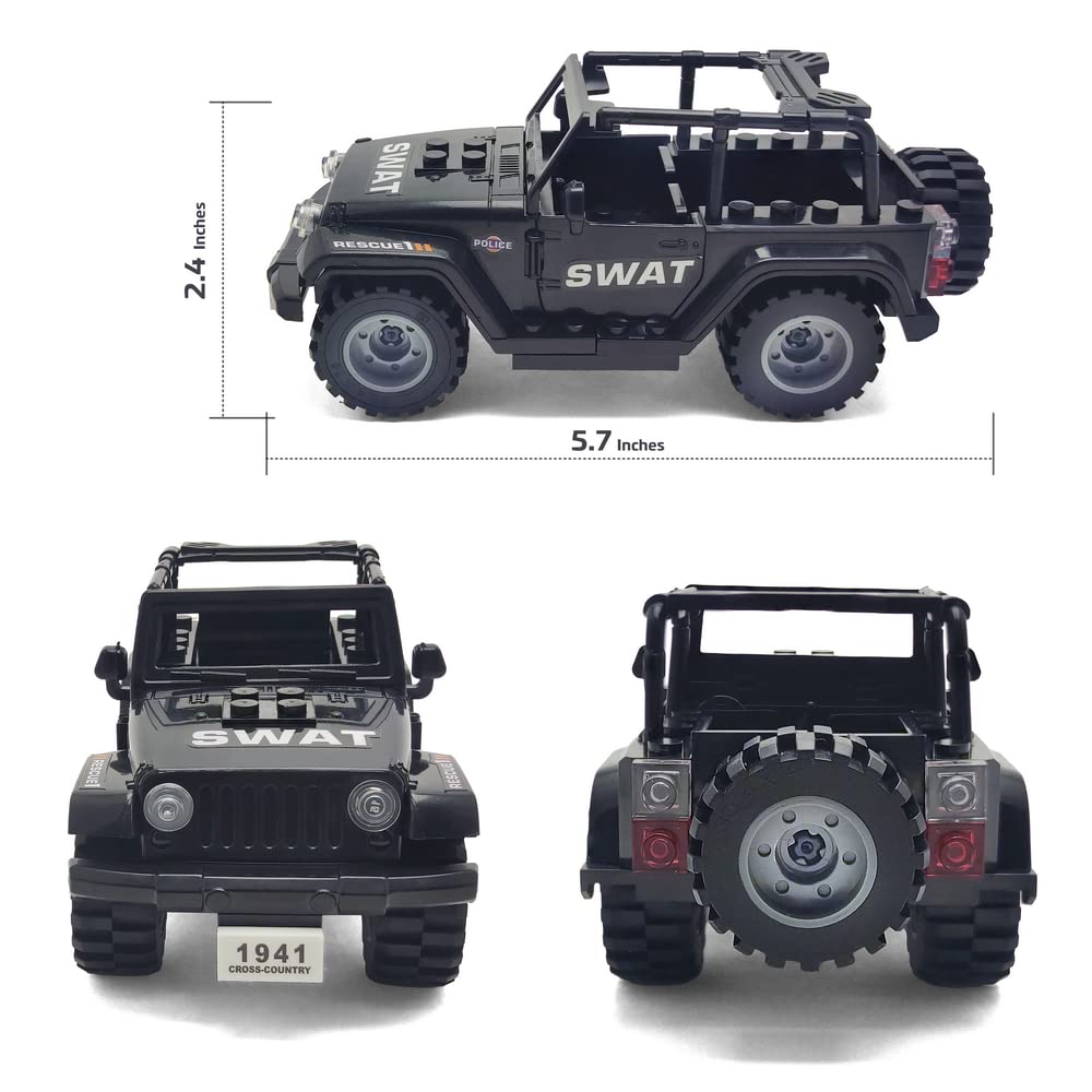 Toysvill SWAT Military Police Building Block Set for Kids | SUV + Soldiers Minifigures (22 PCS) with  and Accessories Gift