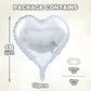 12 Pcs Heart Balloons, 18 inch Silver Heart Shaped Balloons, Big Heart Mylar Helium Balloons, Heart Love Foil Balloons for Weddi