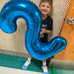 Metallic Blue Number 2 Balloon 40 Inch, 2 Balloon Number, 2Nd Birthday Decorations For Baby Girls Boys Toddlers
