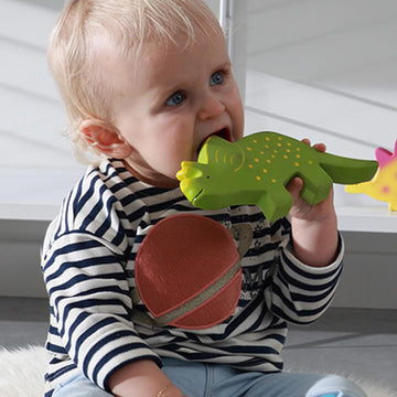 Tikiri My First Dino Baby Triceratops Natural Rubber Toy (Green)