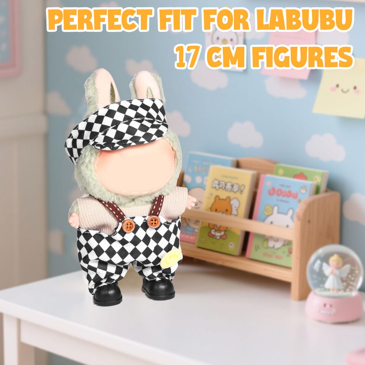 AICase for Labubu Clothes/for Labubu Outfits Clothes Set for 17cm Lububu Doll 3 Piece Set Hat Clothing for LA BUBU  Boys and Girls Stylish Adorable Dolls Clothes Accessories (No Doll)_04