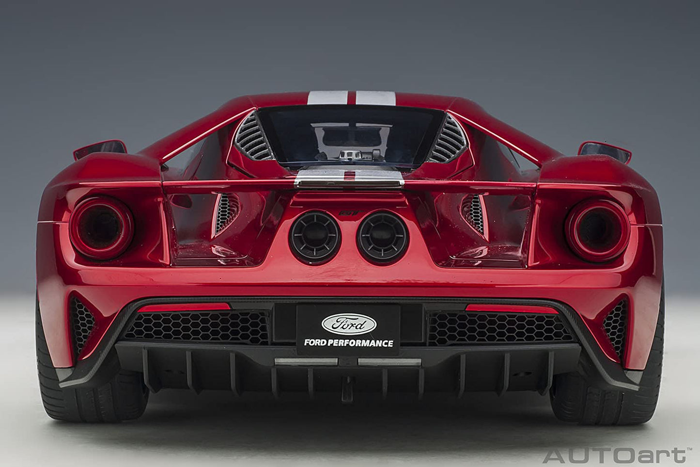 2017 Ford Gt Liquid Red Metallic With Silver Stripes 1/12 Model Car By Autoart 12106