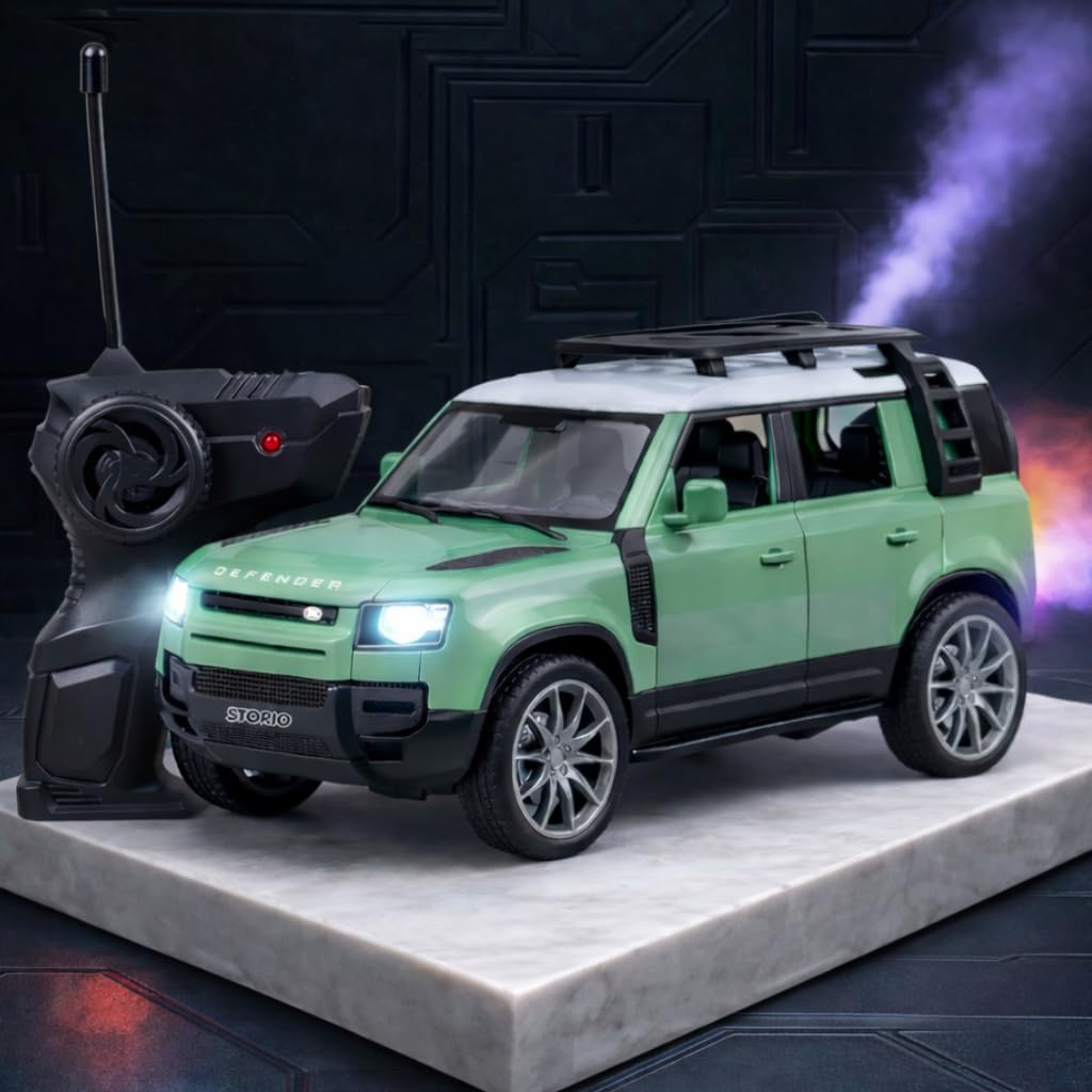 Storio Sports Utility Vehicle Suv Defender Remote Control Rc Car With Real Smoke | High Speed Racing Toy With Led Lights | Recha