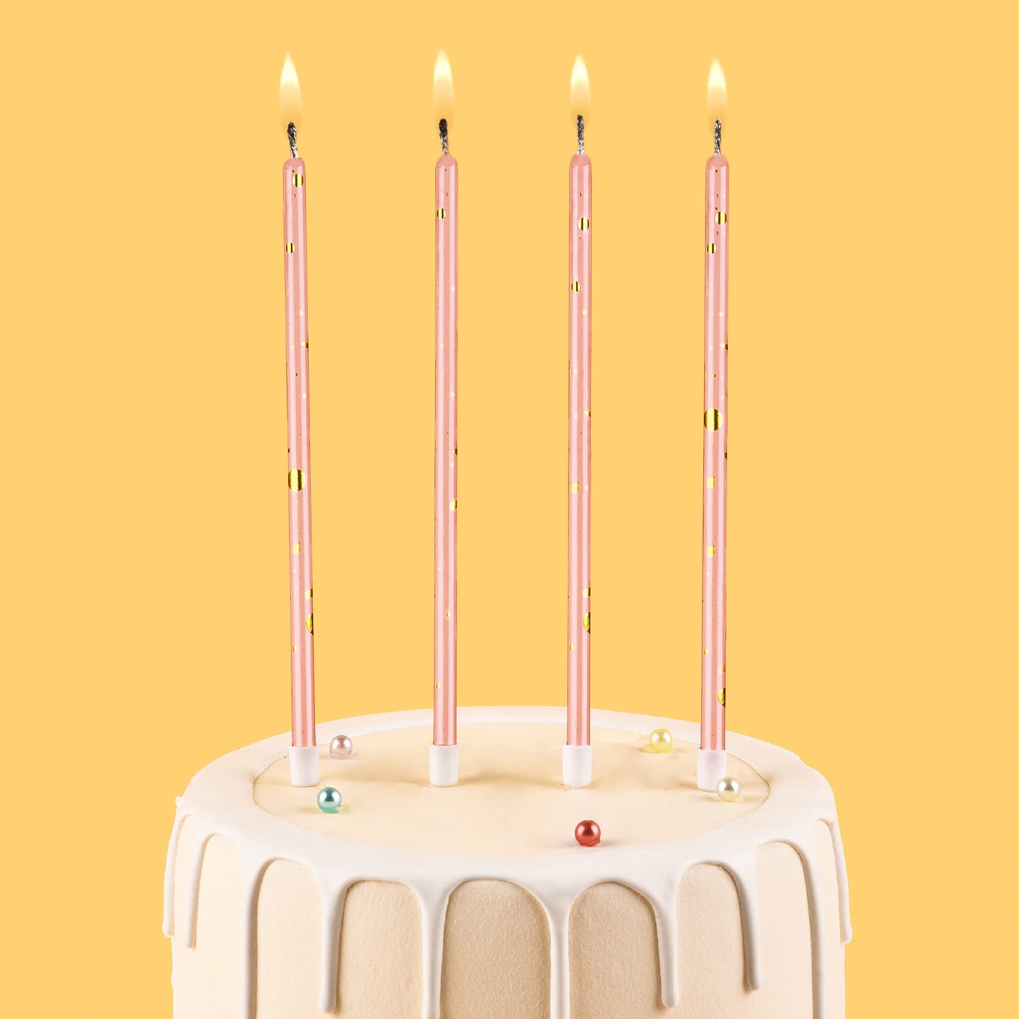 CAKE CODE 24-Count Pink Gold Long Thin Birthday Candles, Cake Candles, Birthday Parties, Wedding Decorations, Party Candles
