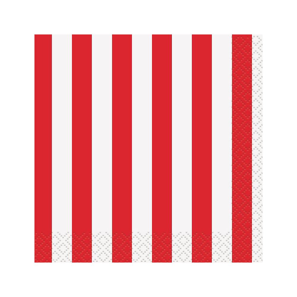 Red Striped Beverage Napkins, 16ct